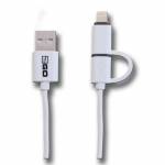 2go 2 In 1 Usb Datenkabel-weiss-100cm Fr Micro-usb & A - 2in1 USB Lade-/Datenkabel f. Micro-USB & Apple 100cm ws