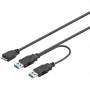 Wentronic - goobay Dual Power - USB-Kabel - Micro-USB Type B (M) bis USB Type A (M) - USB3.0 - 30cm - rund - Schwarz (95746)