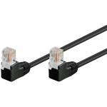 Wentronic - goobay - Patch-Kabel - RJ-45 (M) bis RJ-45 (M) - 25cm - UTP - CAT 5e - 90 Stecker, geformt - Schwarz (96084)