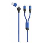 2go - USB / Type C Ladekabel DUO 2x Lightning Nylon 1,2m blau